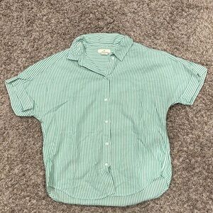 H&M Mint Striped Button Down Shirt